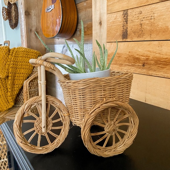 Wicker Bike Plant Holder - Picture 1 of 7